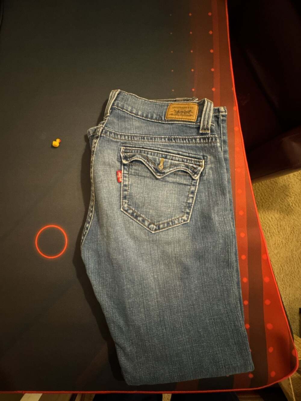 Levi's 542 Low Rise Flare Jeans Medium Blue Denim with Flap Pockets